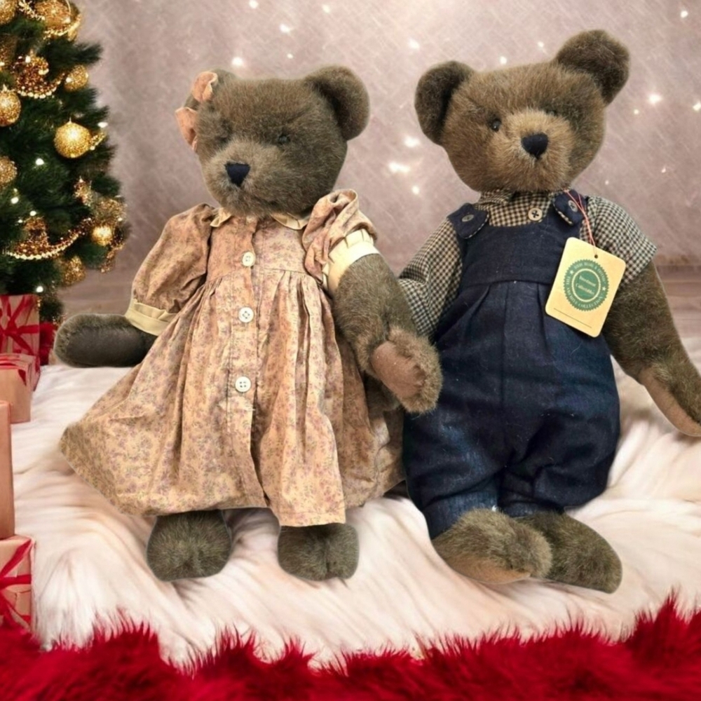 Boyd's Bears Teddy Bear Pair Boy & Girl Gift, Stuffed Animal Nursery Decor /EUC